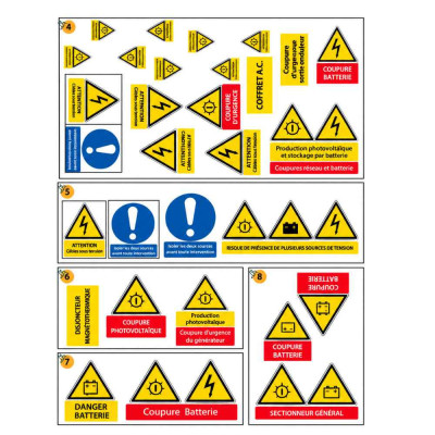 Planche d'autocollants - signalétique obligatoire